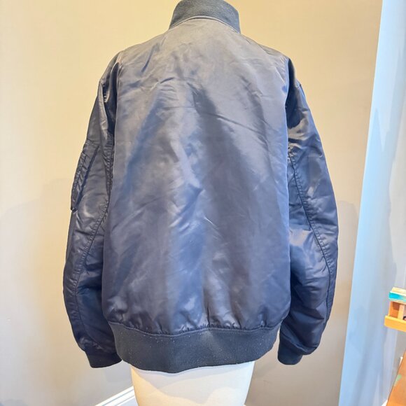 Uniqlo Oversized Shiny Black Bomber Jacket - Picture 2 of 10